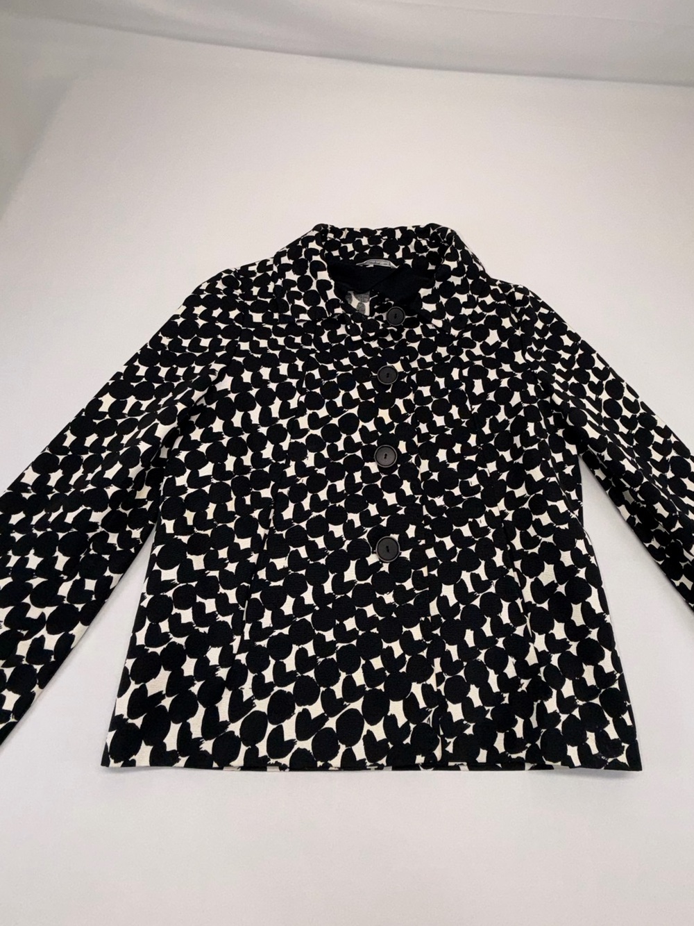 Vintage Y2K Max Mara Jacket Women 38 Black Ivory Abstract Print Made Italy